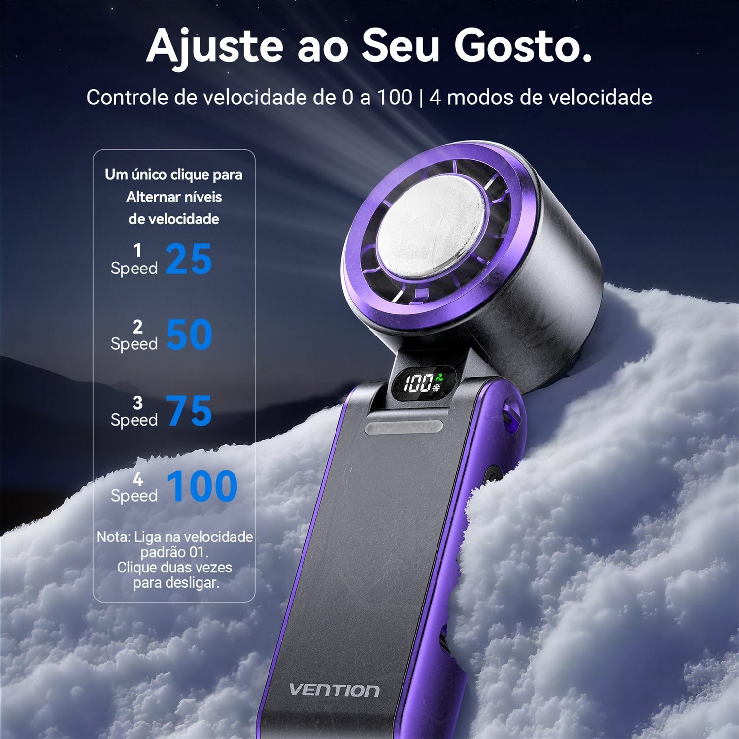 Ventilador de Mão Portátil USB Recarregável 3.000mAh - Vention - Imagem 6