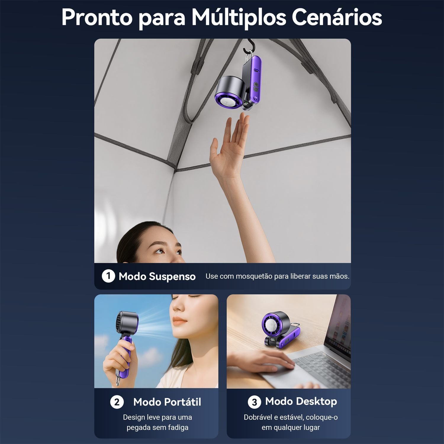Ventilador de Mão Portátil USB Recarregável 3.000mAh - Vention - Imagem 9