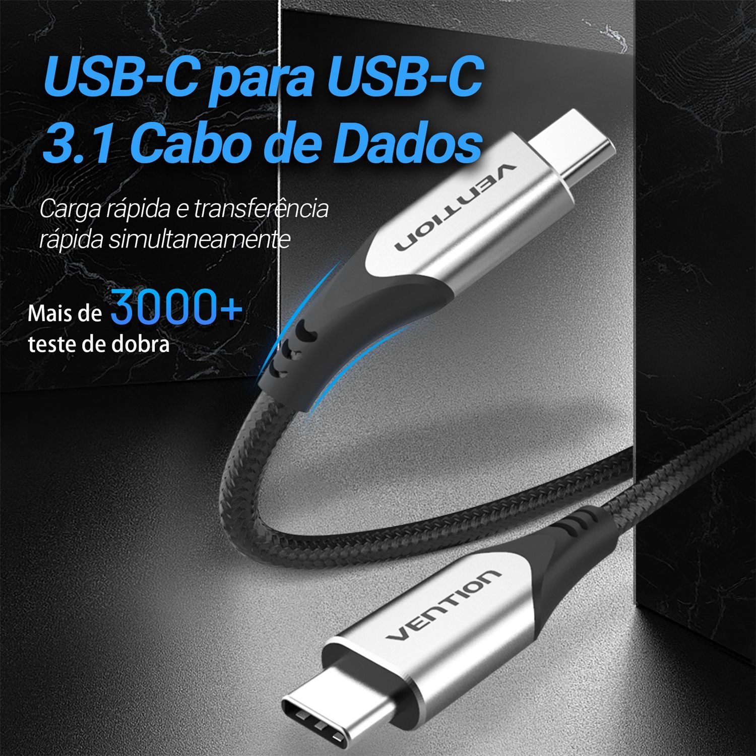 Cabo Carregador Celular USB Tipo C 3.1 60W - Vention - Imagem 2