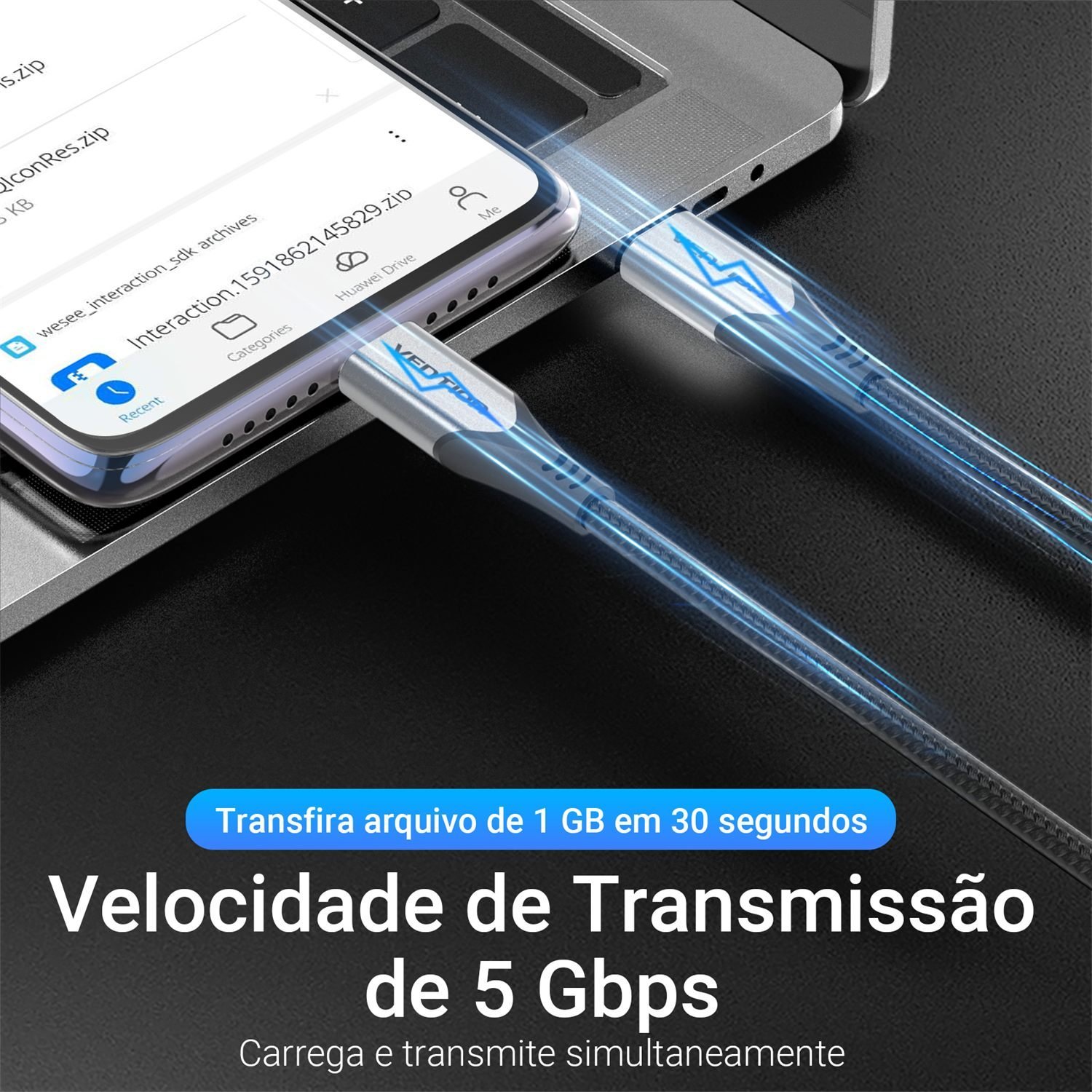 Cabo Carregador Celular USB Tipo C 3.1 60W - Vention - Imagem 3