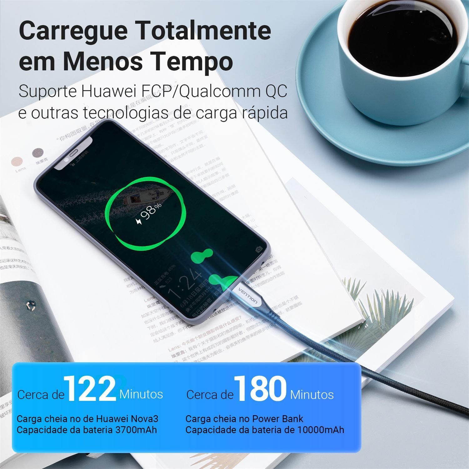 Cabo Carregador Celular USB Tipo C 3.1 60W - Vention - Imagem 7