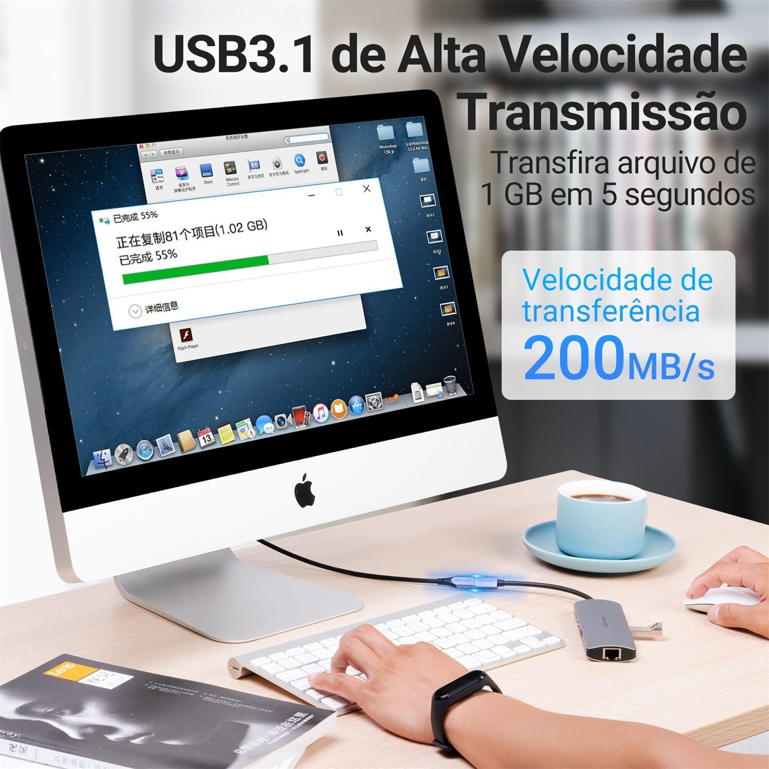 Cabo Extensor USB-C 3.1 Macho para USB Fêmea - Vention - Imagem 3