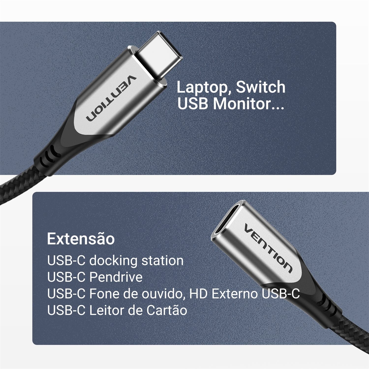 Cabo Extensor USB-C 3.1 Macho para USB Fêmea - Vention - Imagem 6