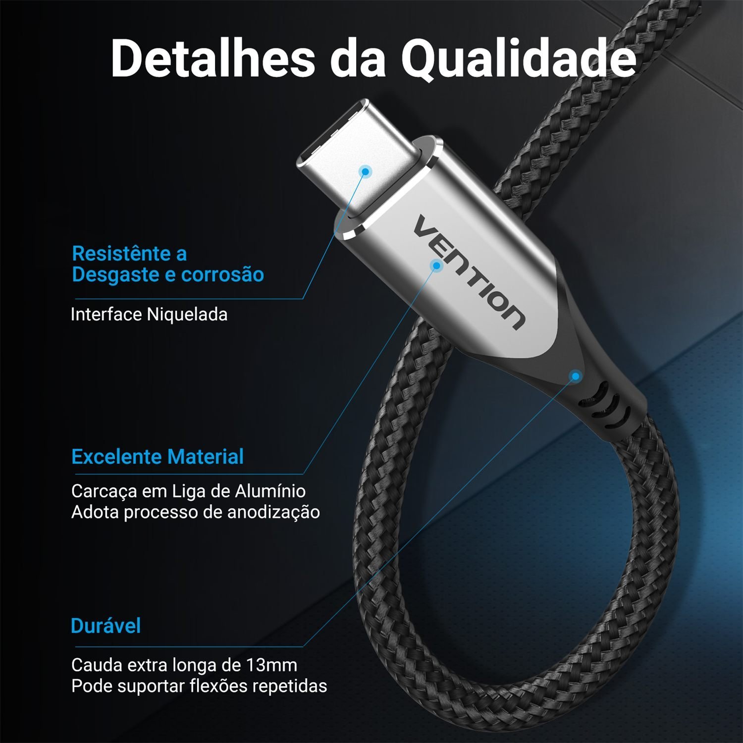 Cabo Extensor USB-C 3.1 Macho para USB Fêmea - Vention - Imagem 7