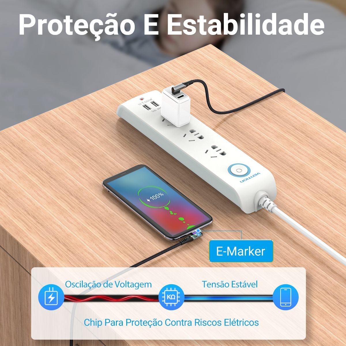 Cabo Celular Turbo USB Tipo-C 90º L 100W 5A - Vention - Imagem 4