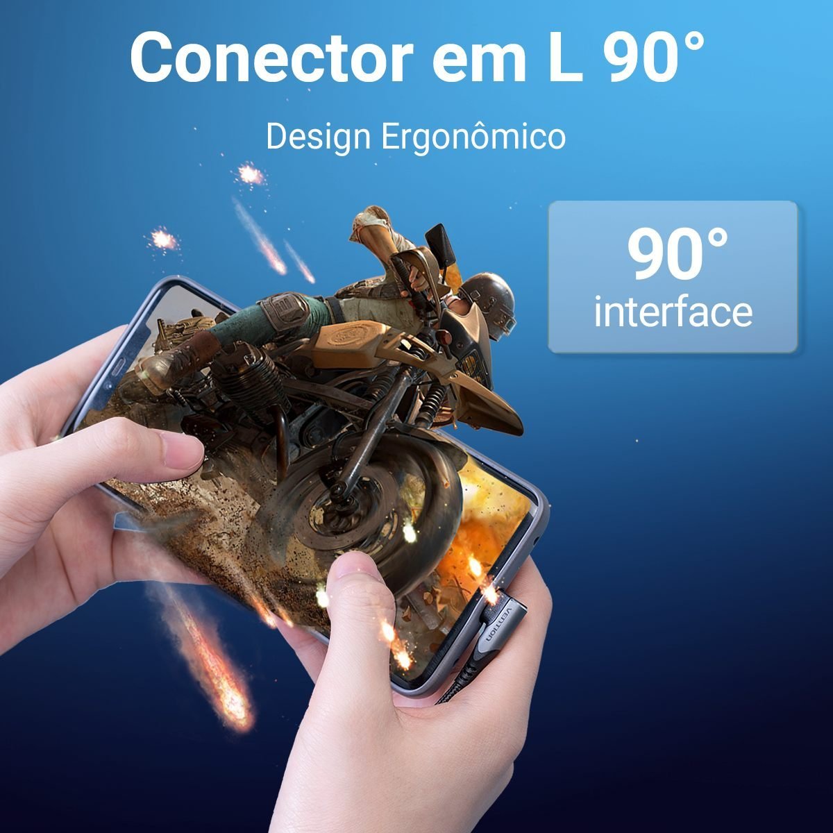 Cabo Celular Turbo USB Tipo-C 90º L 100W 5A - Vention - Imagem 8
