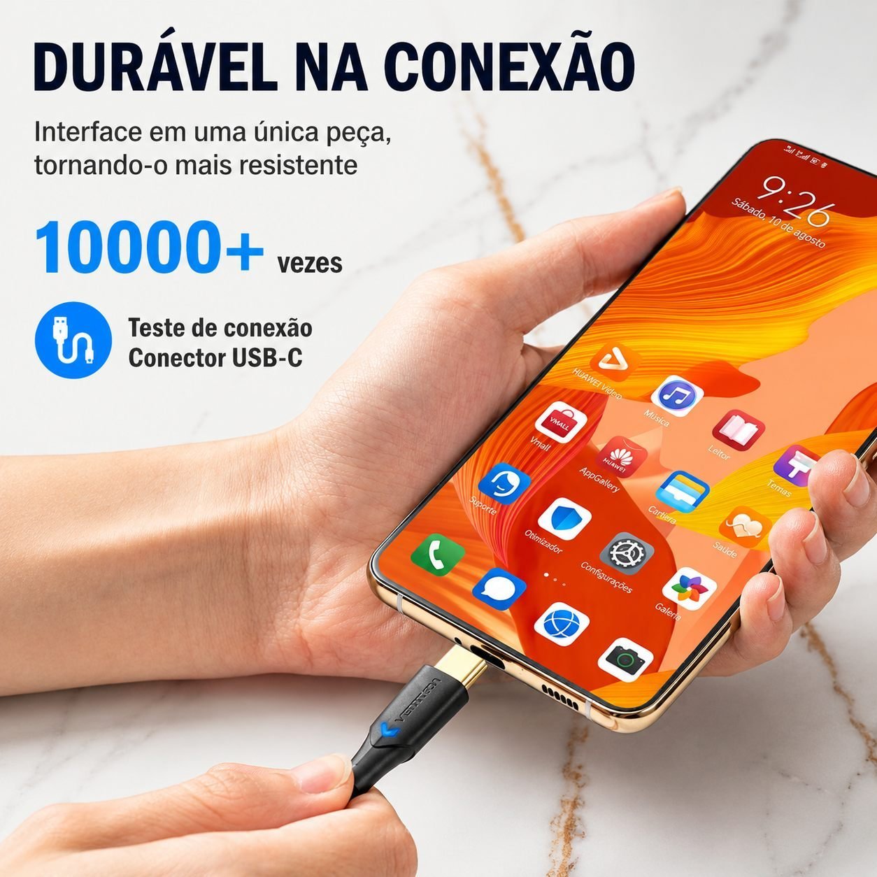Cabo Carregador Celular Curto Turbo 60W 3A LED - Vention - Imagem 7