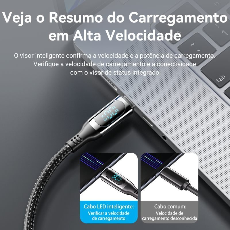 Cabo Carregador USB-C para Tipo C 100W 20V 5A Turbo - Vention - Imagem 4