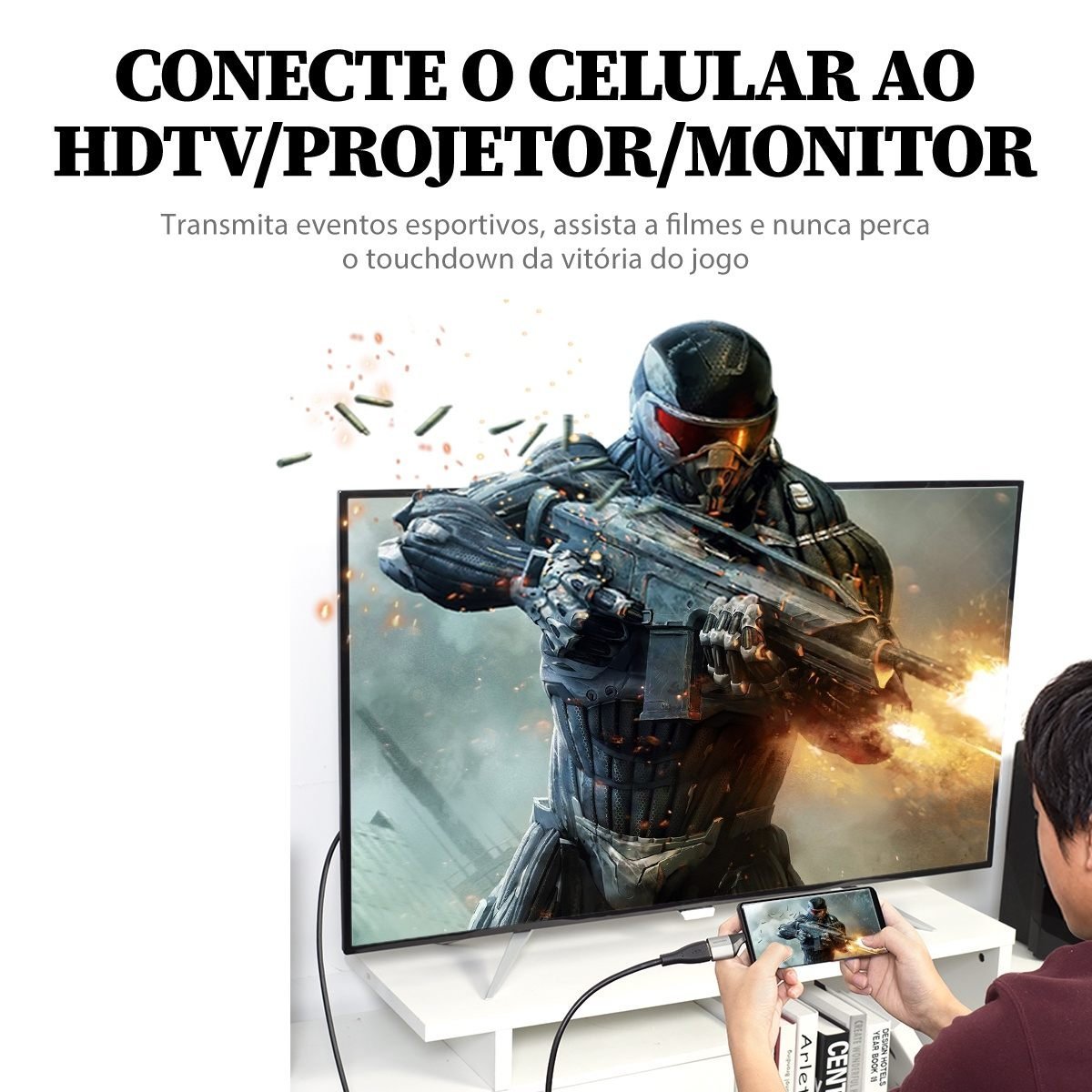 Adaptador Vídeo Tipo C Macho para HDMI Fêmea 4K 60Hz Note Cel - Vention - Imagem 5