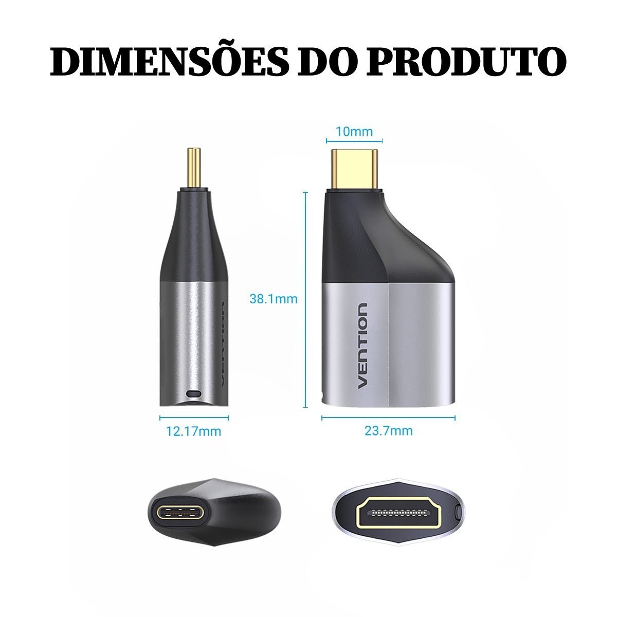 Adaptador Vídeo Tipo C Macho para HDMI Fêmea 4K 60Hz Note Cel - Vention - Imagem 9