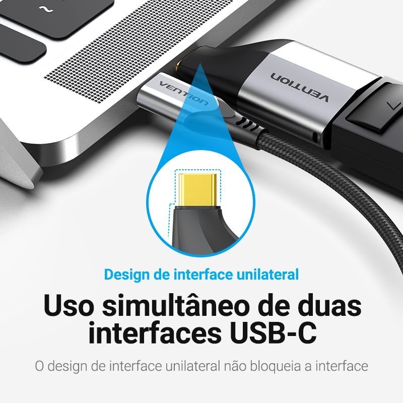 Adaptador de Vídeo Tipo C Macho para DisplayPort Fêmea 4K 60Hz - Vention - Imagem 3
