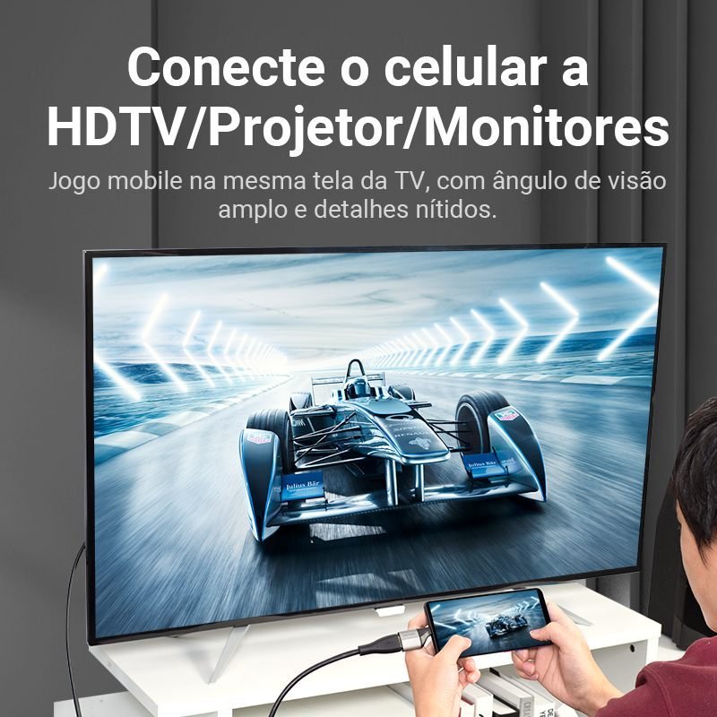 Adaptador de Vídeo Tipo C Macho para DisplayPort Fêmea 4K 60Hz - Vention - Imagem 6