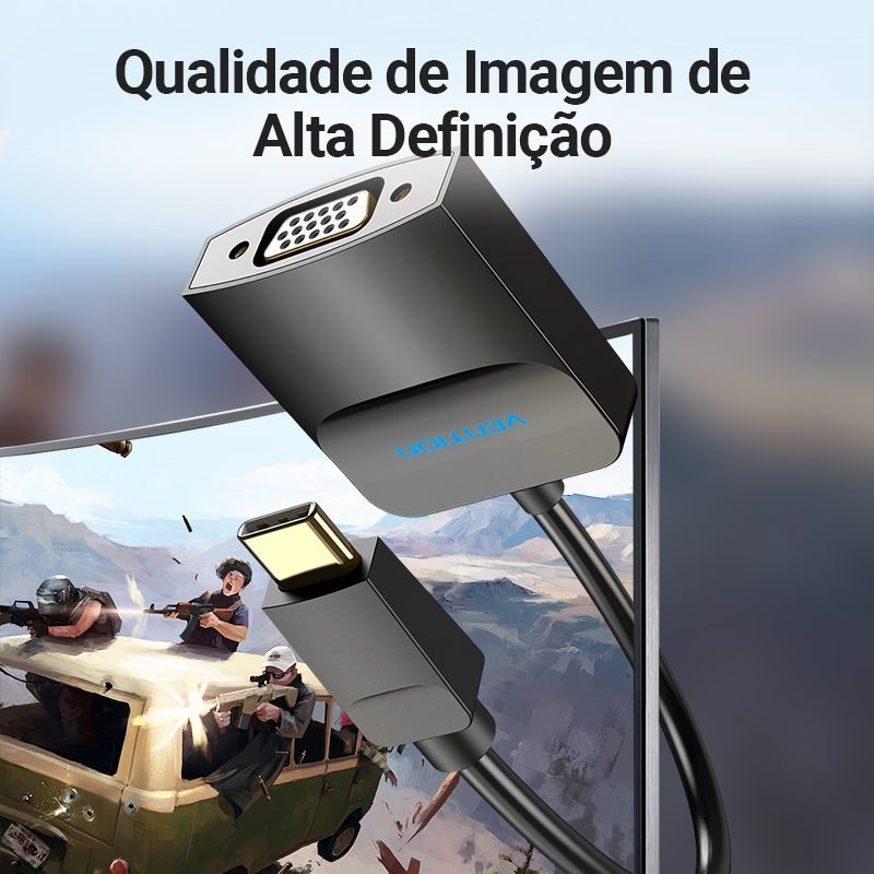 Adaptador Conversor Tipo-C Macho para VGA Fêmea 4K - Vention - Imagem 5