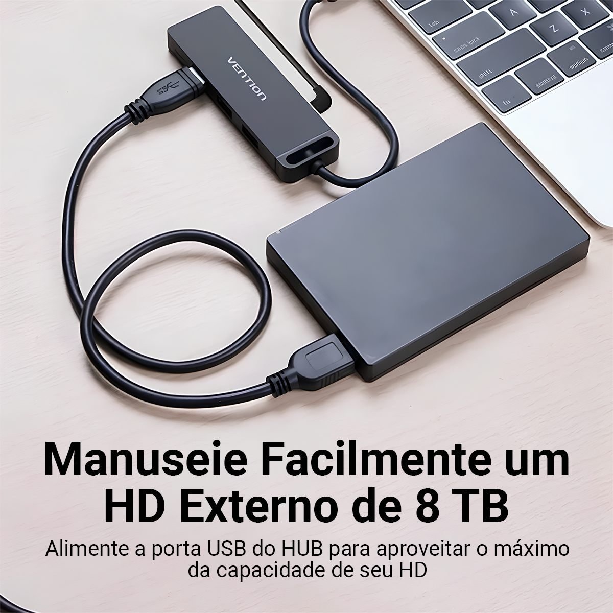 Hub Tipo C x 4 Portas USB 3.05 Gbps com Alimentação 5Gbps - Vention - Imagem 8