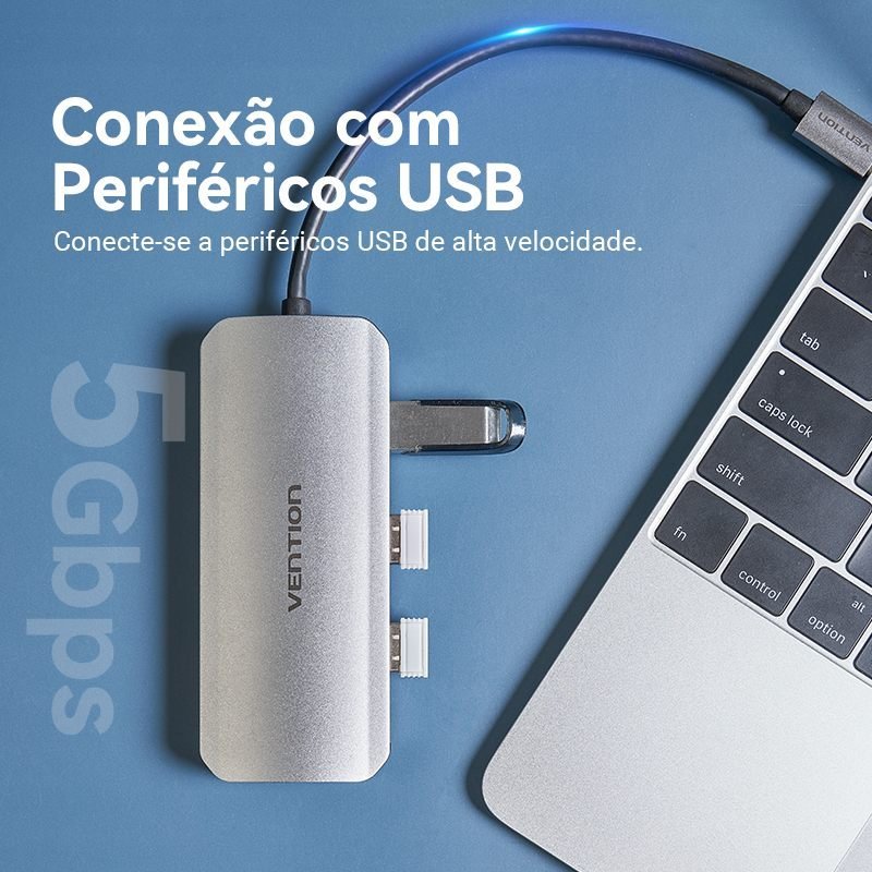 Hub Tipo-C USB 7x1 HDMI 3.0 Notebook Mac Book Tablet - Vention - Imagem 8