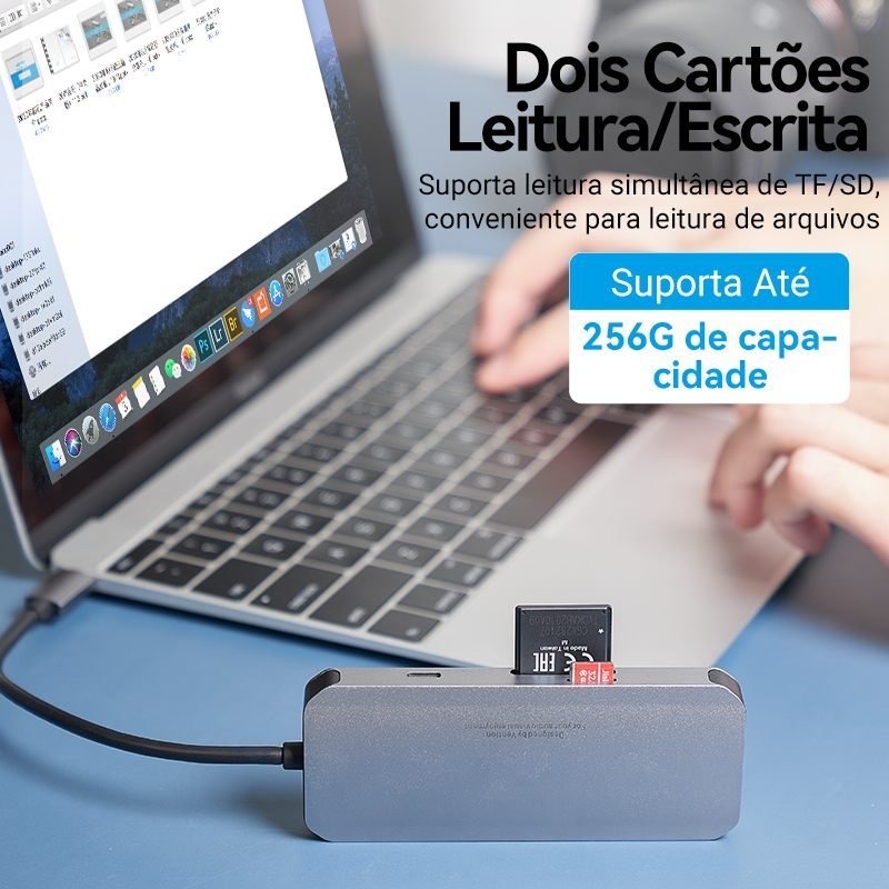 Hub Tipo-C USB 7x1 HDMI 3.0 Notebook Mac Book Tablet - Vention - Imagem 9