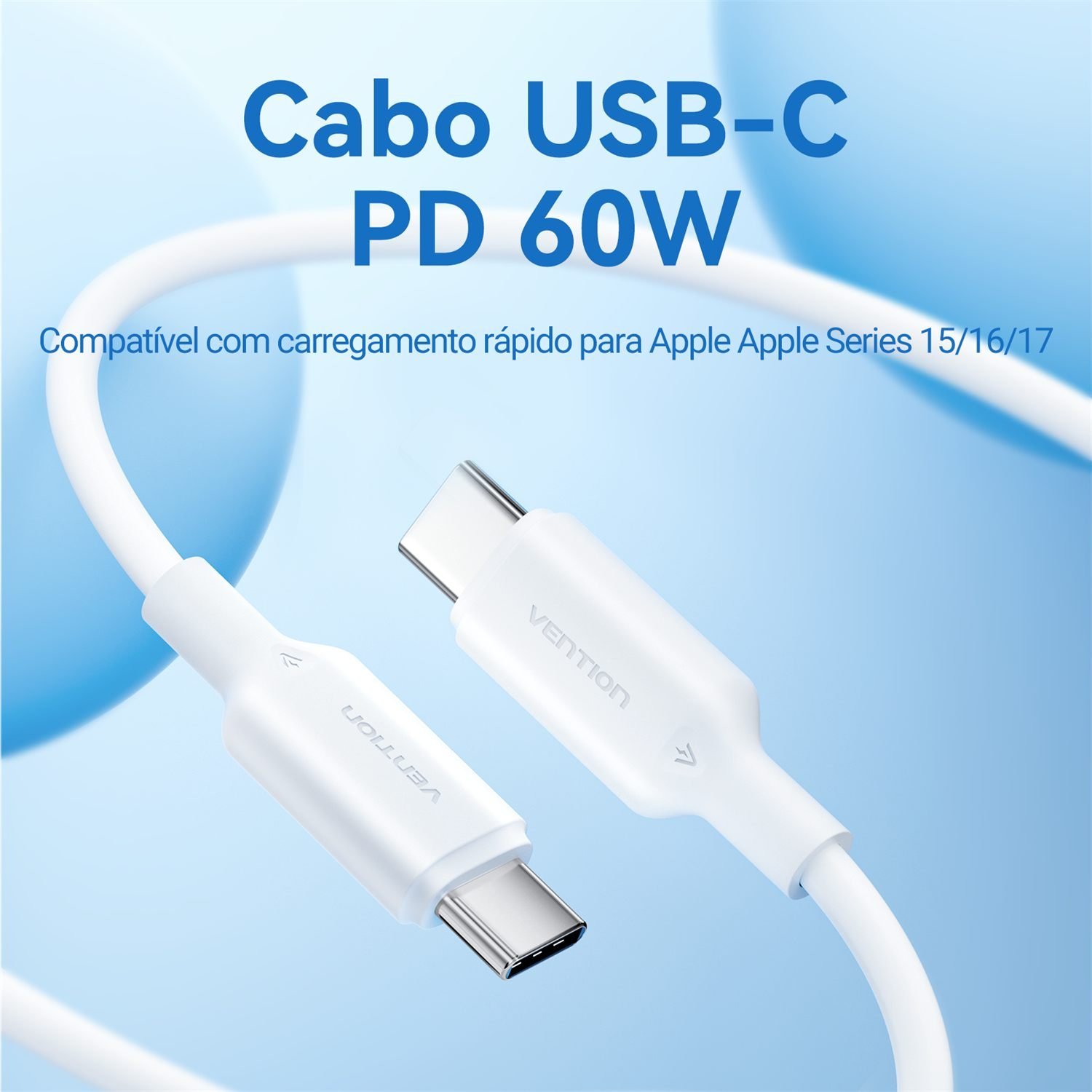 Cabo Carregador Turbo Duplo USB Tipo C60W 3A TRC - Vention - Imagem 2