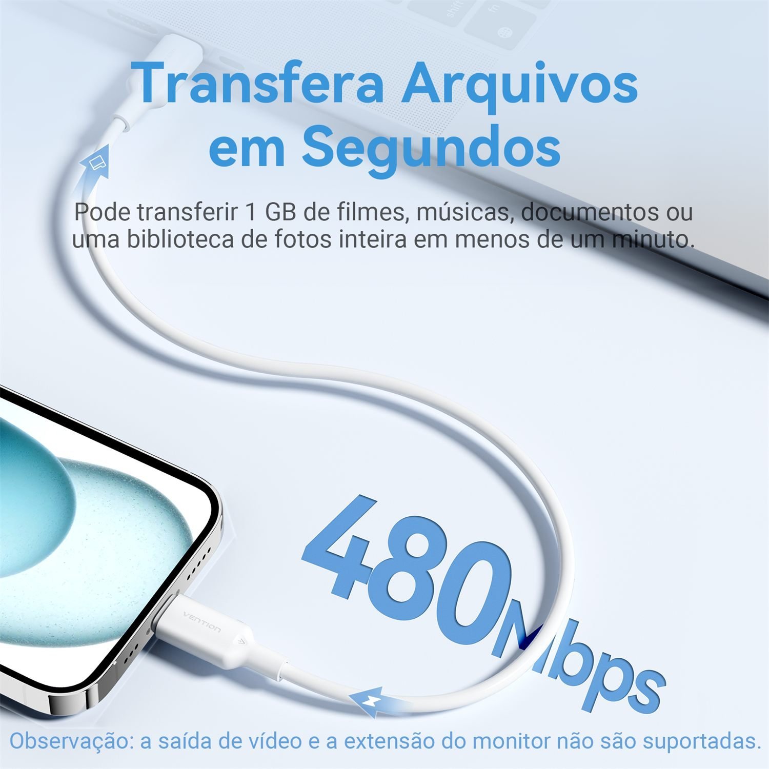 Cabo Carregador Turbo Duplo USB Tipo C60W 3A TRC - Vention - Imagem 7