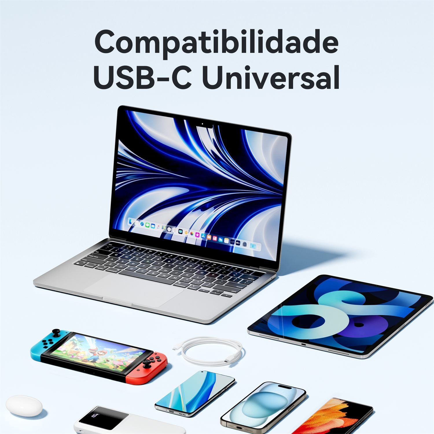 Cabo Carregador Turbo Duplo USB Tipo C60W 3A TRC - Vention - Imagem 8