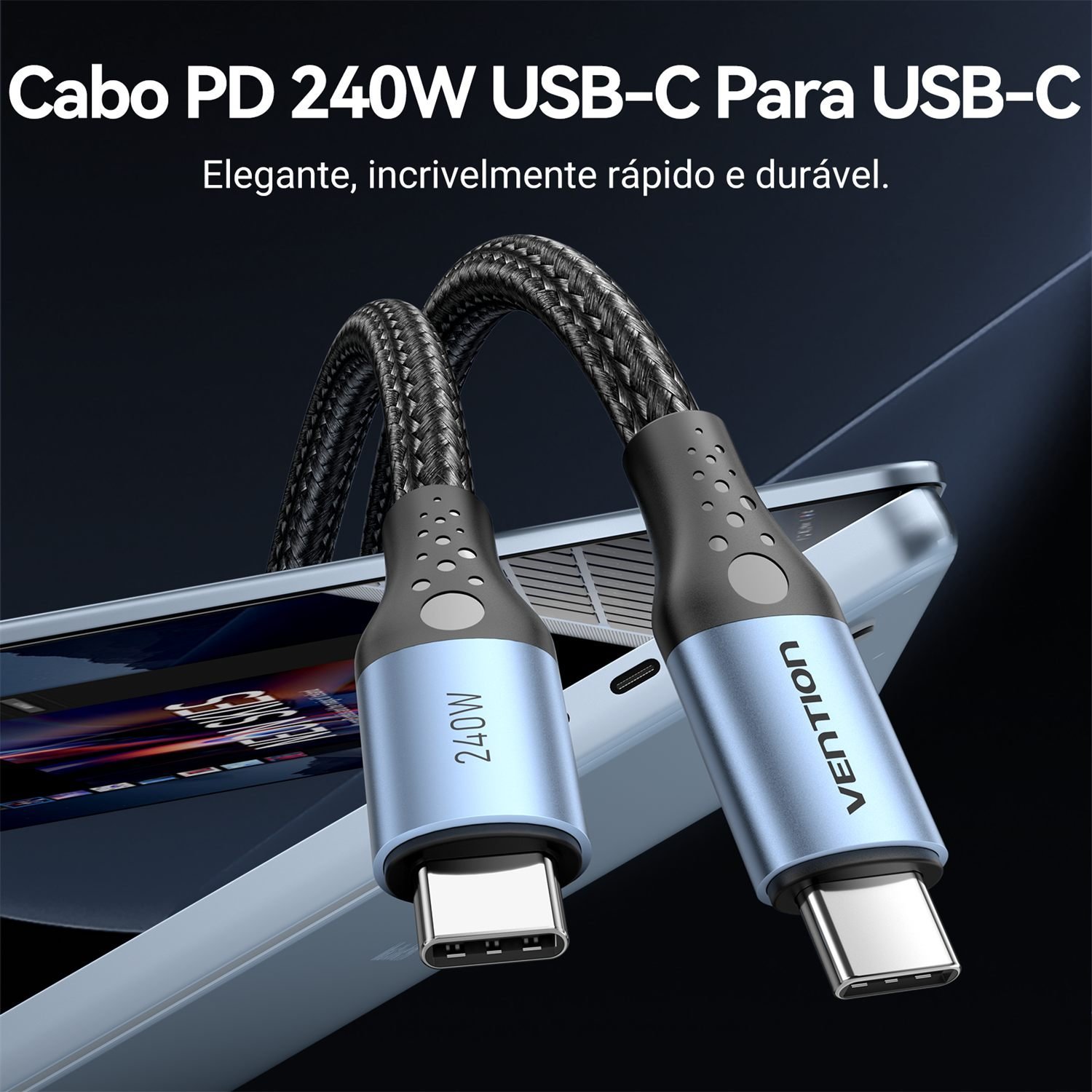 Cabo Carregador Celular Note USB Tipo C 240W - Vention - Imagem 2