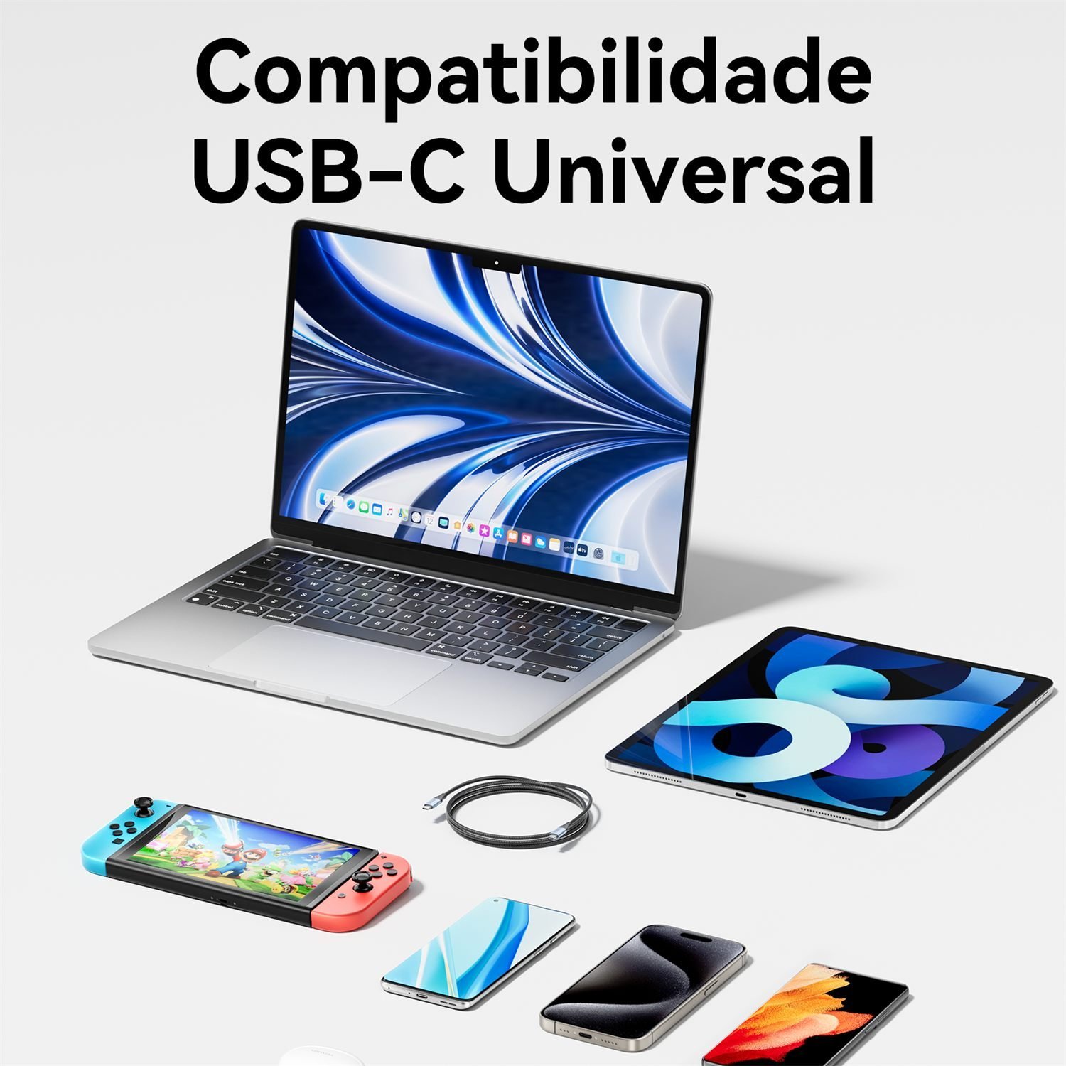 Cabo Carregador Celular Note USB Tipo C 240W - Vention - Imagem 3