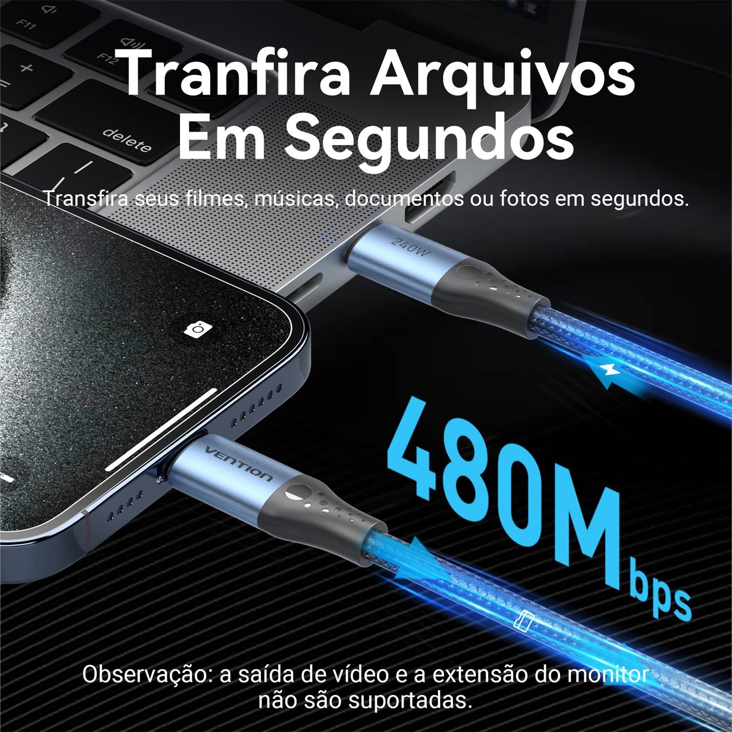 Cabo Carregador Celular Note USB Tipo C 240W - Vention - Imagem 9