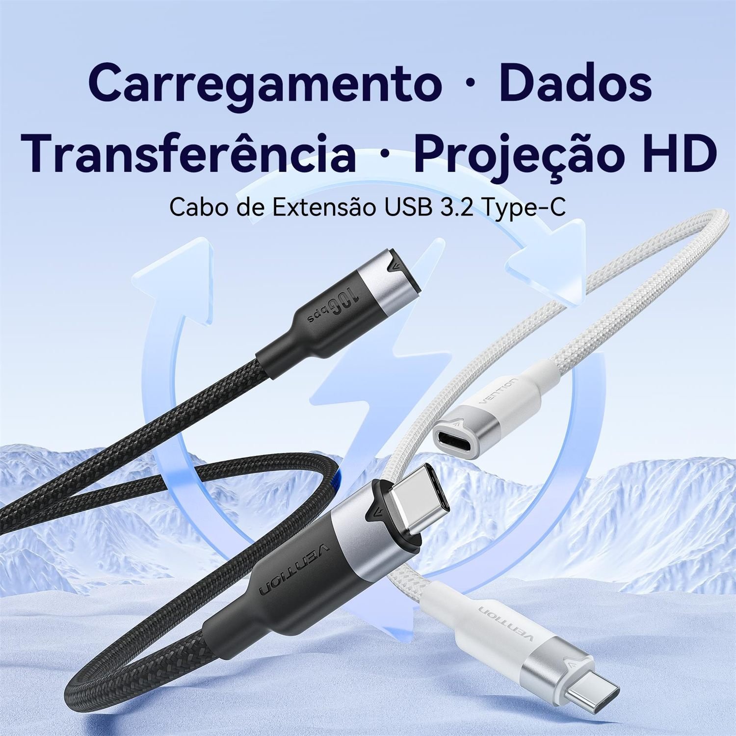 Cabo Extensor USB 3.2 Gen 2 10 Gbps 100W 4K 60Hz - Vention - Imagem 3