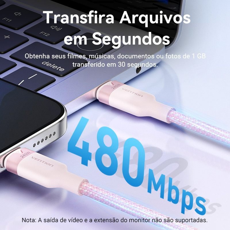 Cabo USB-C Turbo 240W 5A para Notebook Celular - Vention - Imagem 6