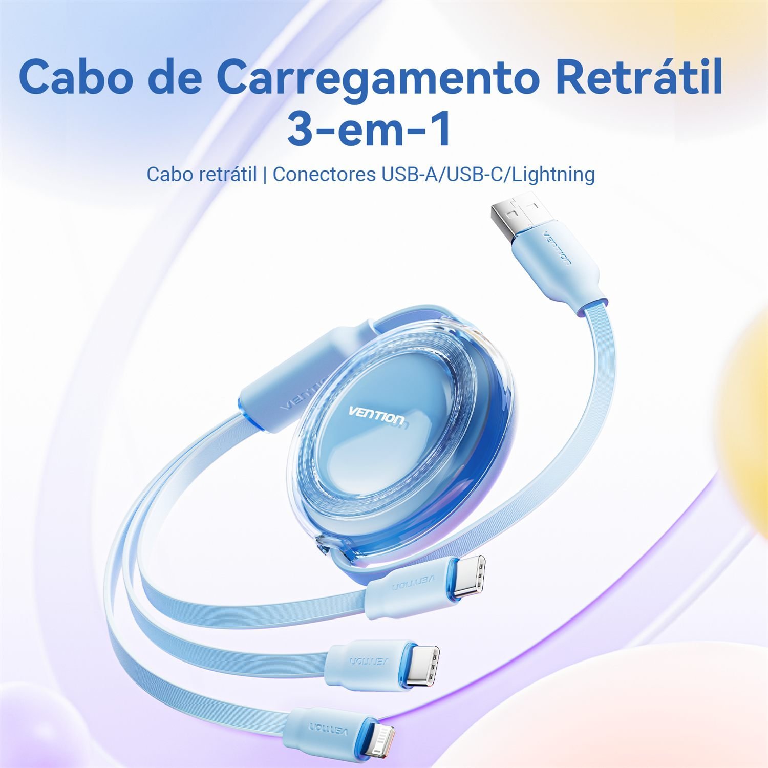 Cabo USB 3x1 para USB-C Lightning Micro USB 3,5A Mcdodo - Vention - Imagem 2