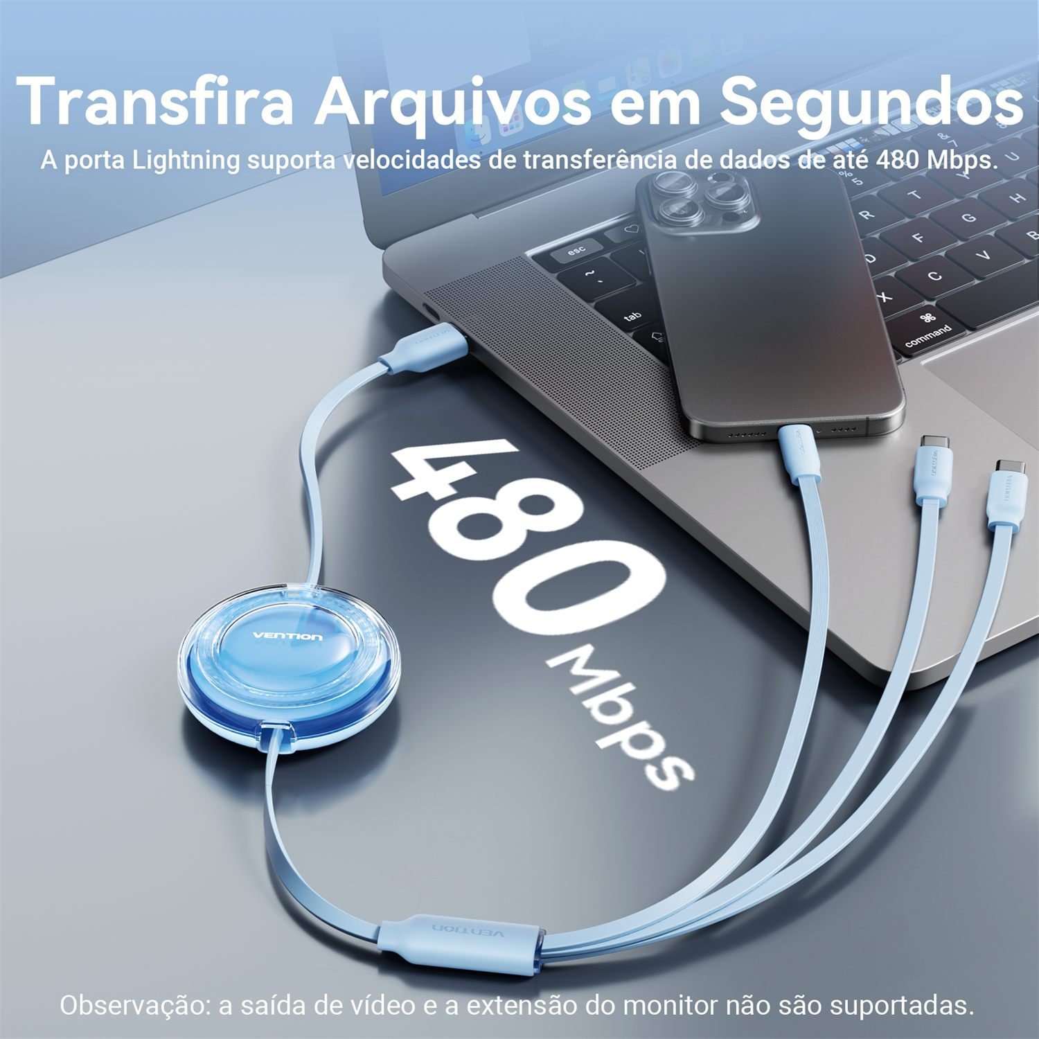 Cabo USB 3x1 para USB-C Lightning Micro USB 3,5A Mcdodo - Vention - Imagem 3