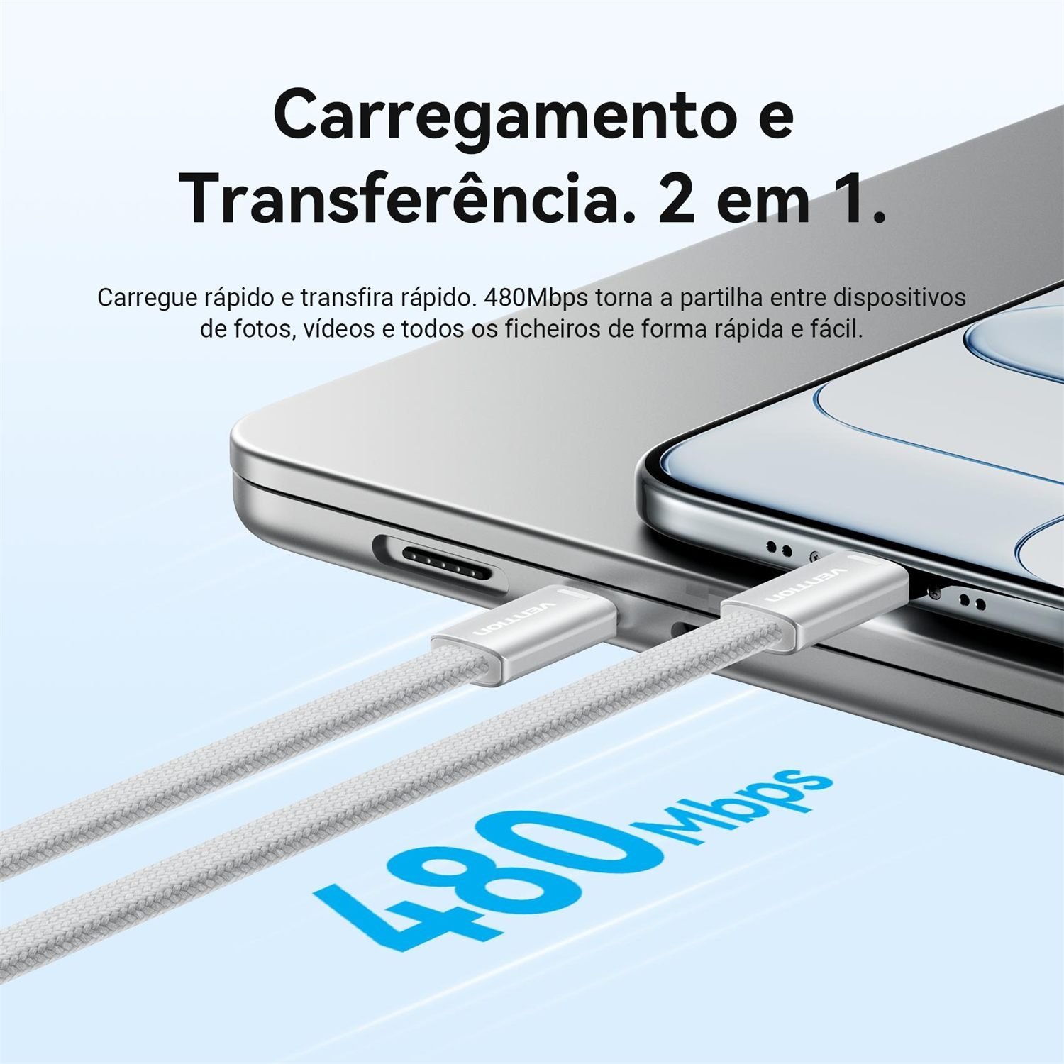 Cabo Celular USB-C para Tipo-C Turbo PD 60W 3A - Vention - Imagem 4