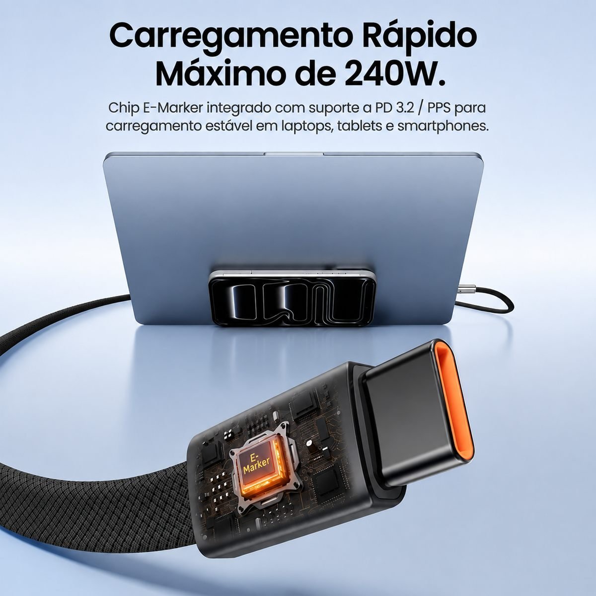 Cabo Carregador USB Tipo-C para USB-C 240W Magnético - Vention - Imagem 2