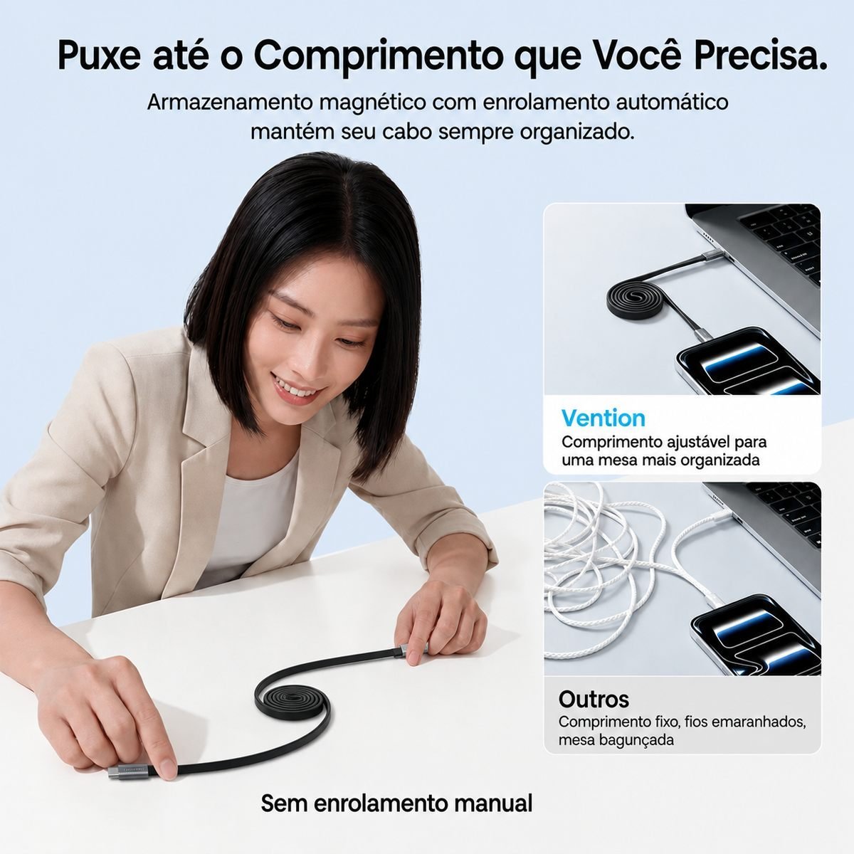 Cabo Carregador USB Tipo-C para USB-C 240W Magnético - Vention - Imagem 8