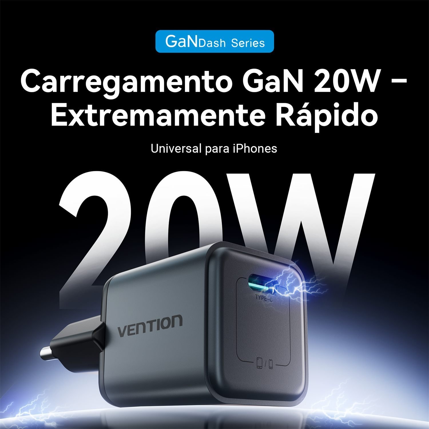 Carregador Turbo 20W USB-C para iPhone Samsung Xiaom - Vention - Imagem 2