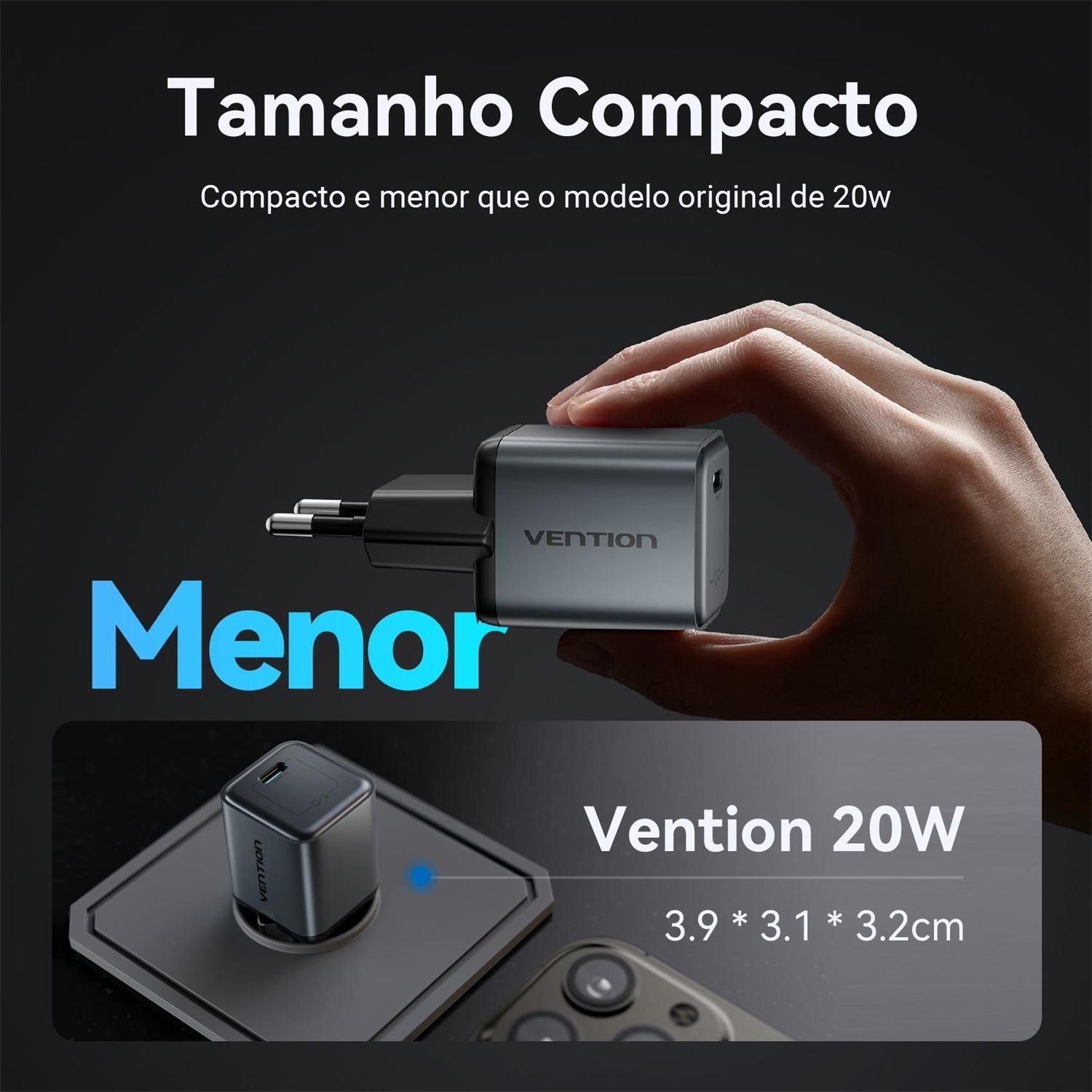 Carregador Turbo 20W USB-C para iPhone Samsung Xiaom - Vention - Imagem 8