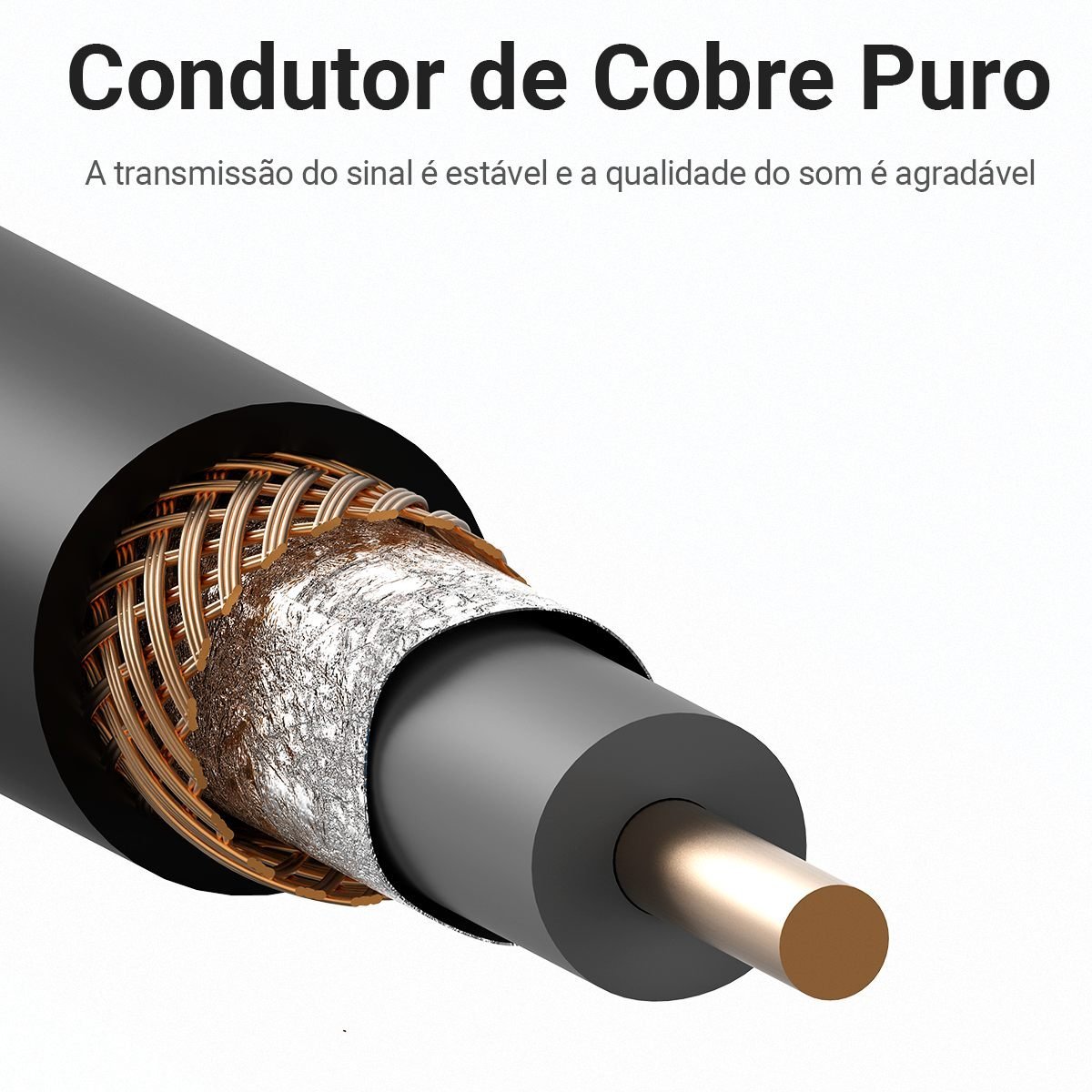 Cabo Áudio Digital 1 RCA Coaxial 5.1 S/pdif Nylon - Vention - Imagem 6
