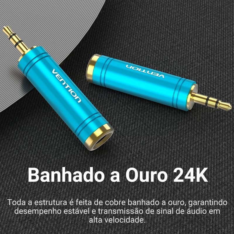Plug Adaptador P2 para P10 Fone Estéreo - Vention - Imagem 3
