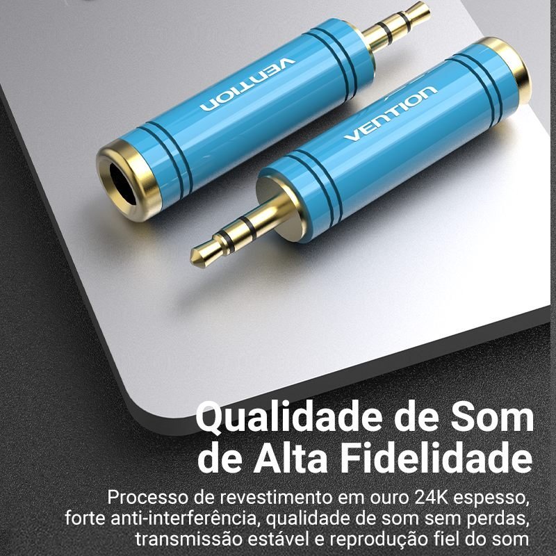 Plug Adaptador P2 para P10 Fone Estéreo - Vention - Imagem 4