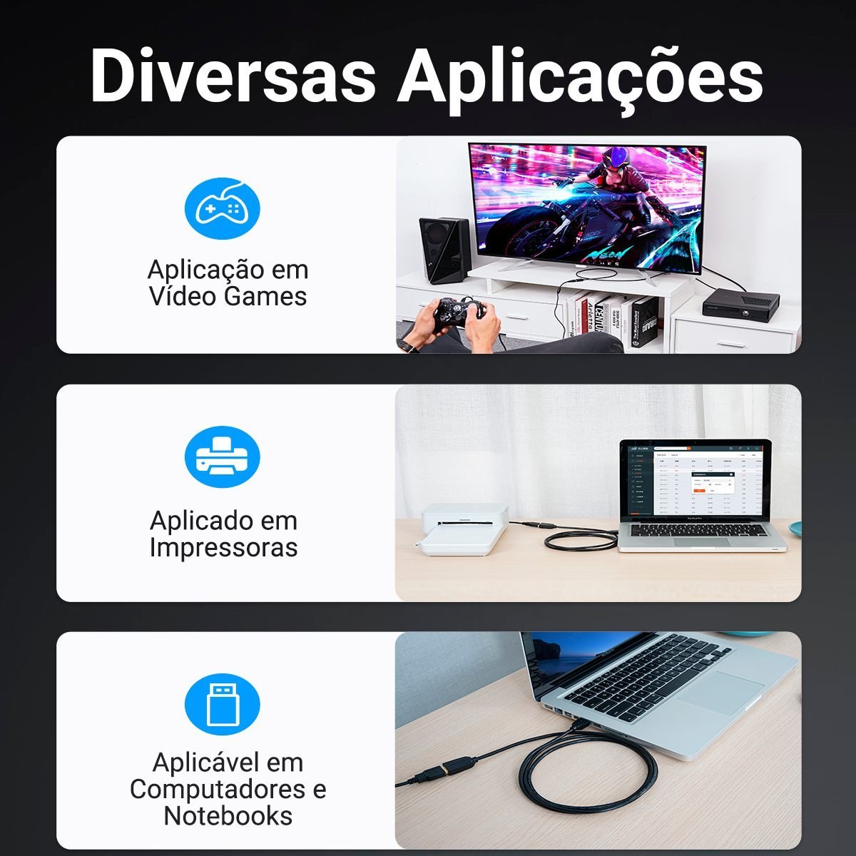 Cabo Extensão USB 3.0 Macho USB Fêmea HD Externo - Vention - Imagem 5