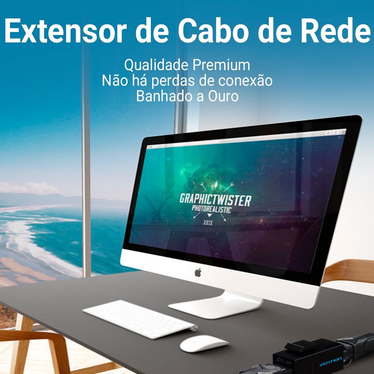 Conector Modular Emenda RJ45 Cat5e Preto 10 Gbps UTP - Vention - Imagem 3