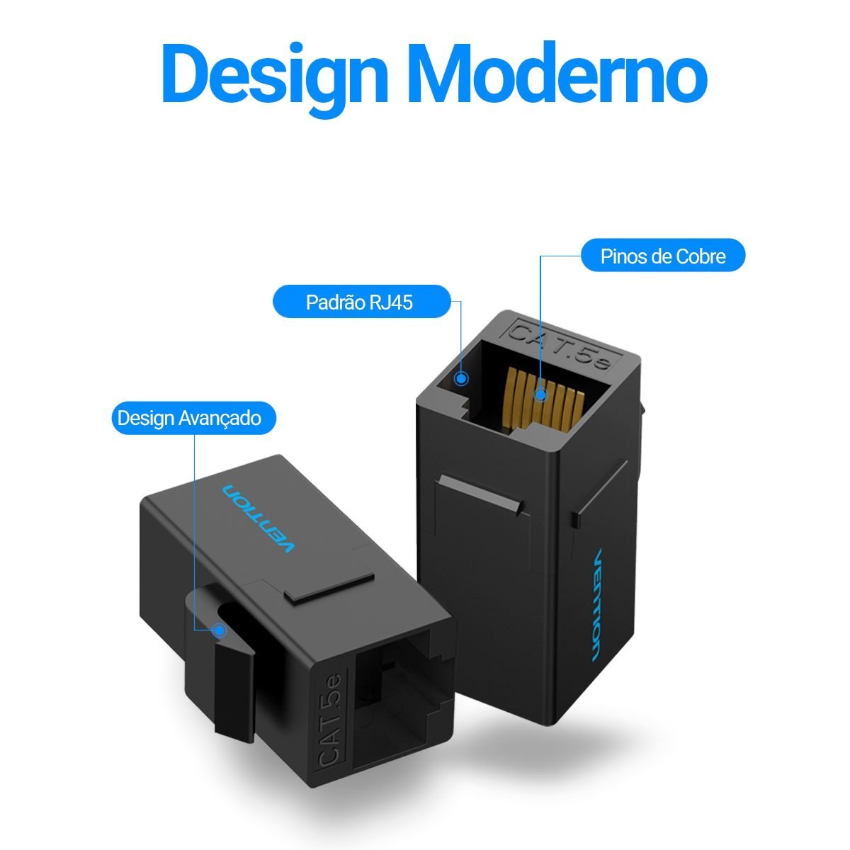 Conector Modular Emenda RJ45 Cat5e Preto 10 Gbps UTP - Vention - Imagem 4