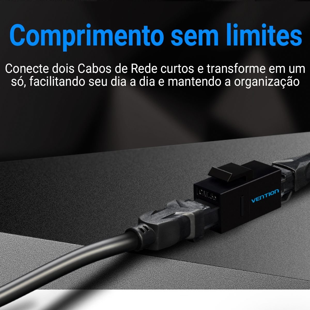 Conector Modular Emenda RJ45 Cat5e Preto 10 Gbps UTP - Vention - Imagem 5